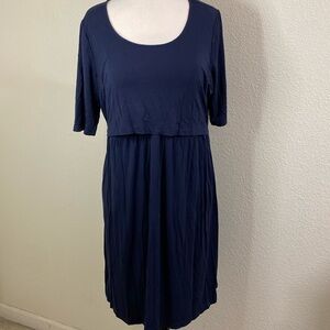 Seraphine Dress Navy Loose Fitting Short Sleeve Maternity Dress M